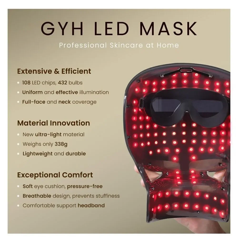 PROFESSIONA GYH premium S LED  red 8 color LIGHT THERAPY skin MASK wireless